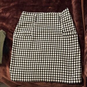 Classic Black and White Checkered Skirt